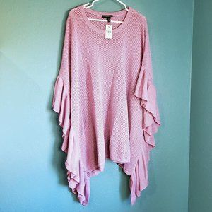 Lane Bryant Light Lavender Lilac Ruffle Poncho, Waffle Weave, Women's 22/28